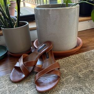 Margaux brown leather slide sandals, size 37